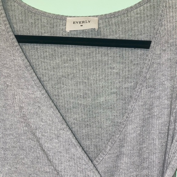 Grey mini dress with wrap/bow tie - Picture 3 of 7